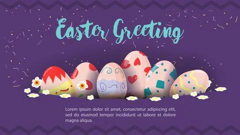Easter greeting with colored eggs peeking out of your pocket vector illustrat Stock Illustration