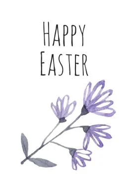 Easter greeting cute design with spring flowers daisy, mimosa and daffodils Stock Illustration