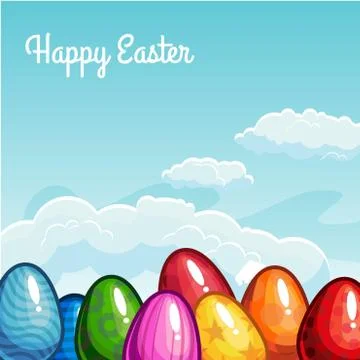 Easter greeting with eggs Stock Illustration