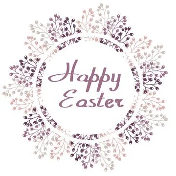 Easter greeting frame.Vector illustration with flowers and Easter eggs. Happy Stock Illustration