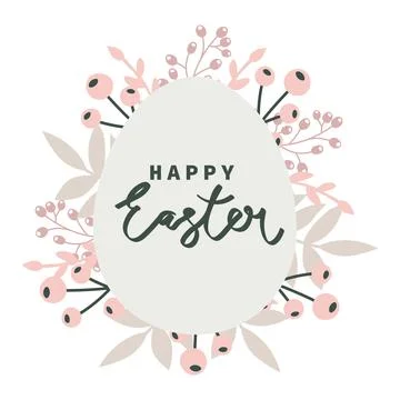 Easter greeting frame.Vector illustration with flowers and Easter eggs. Happy Illustrazione stock