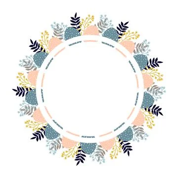 Easter greeting frame.Vector illustration with flowers and Easter eggs. Happy Illustrazione stock