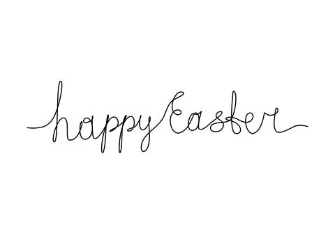 Easter greeting, one line drawing vector illustration. Stock Illustration