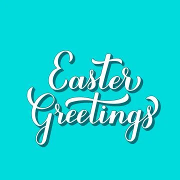 Easter Greetings 3d lettering on mint green background. Easter quote typogr.. Stock Illustration
