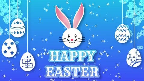 Easter greetings illustration in blue texture Illustrazione stock