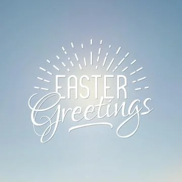 Easter greetings sign. Easter wish overlay, lettering label design. Retro Illustrazione stock