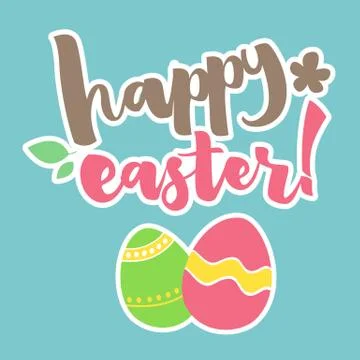 Easter Greetings Typographical Greeting Card. Hand Lettering, Calligraphy Pol Illustrazione stock