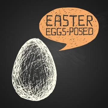 Easter hand-drawn egg with humorous phrase on chalkboard background 스톡 일러스트