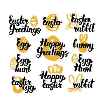 Easter Hand Drawn Quotes Stock Illustration