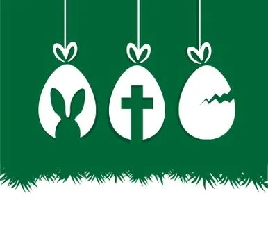 Easter hanging eggs gift greeting card Stock Illustration