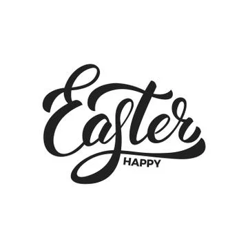 Easter. Happy Easter script lettering logo design Stock Illustration