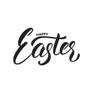 Easter. Happy Easter script lettering logo design Stock Illustration