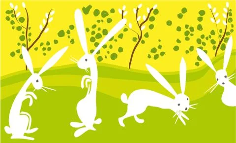 Easter happy rabbits Stock Illustration