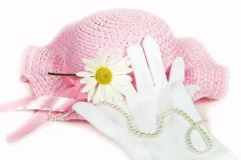 Easter hat and gloves Stock Photos