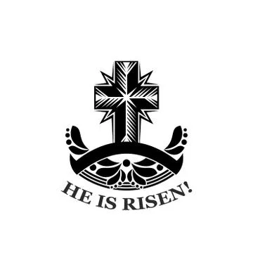 Easter He is Risen church cross vector icon Stock Illustration