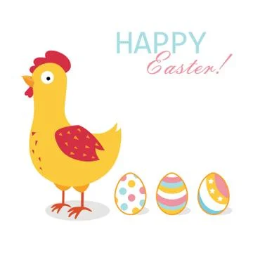 Easter hen and eggs. flat vector illustration isolate on a white background Stock Illustration