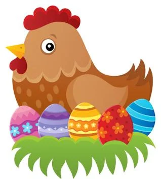 Easter hen theme image Stock Illustration