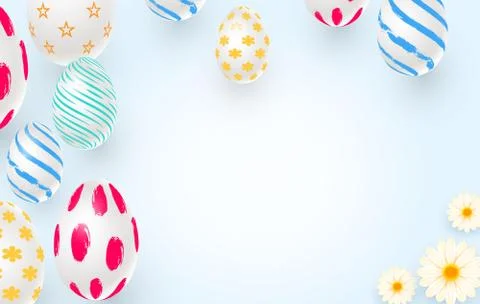 Easter holiday background with 3d easter eggs. Stock Illustration
