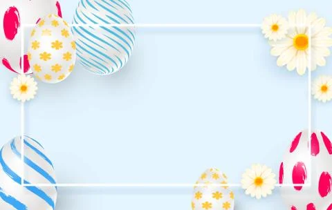Easter holiday background with 3d easter eggs. Stock Illustration
