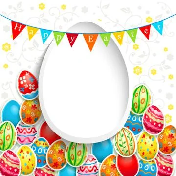 Easter holiday background with color eggs 스톡 일러스트