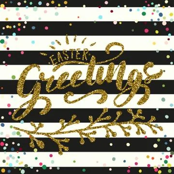 Easter holiday celebration card. Easter Greetings hand lettering design Stock Illustration