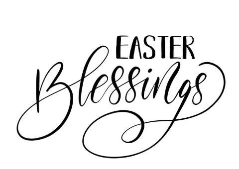 Easter holiday celebration. Easter Blessings handwriting lettering design Stock Illustration