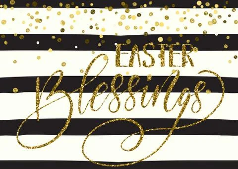Easter holiday celebration. Easter Blessings handwriting lettering design Stock Illustration