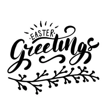 Easter holiday celebration. Easter Greetings handwriting lettering Stock Illustration