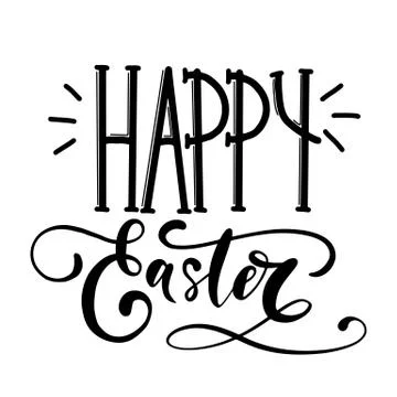 Easter holiday celebration. Happy Easter handwriting lettering design Stock Illustration