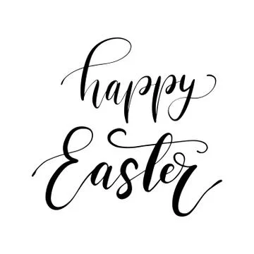 Easter holiday celebration. Happy Easter handwriting lettering design Stock Illustration
