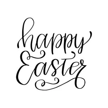 Easter holiday celebration. Happy Easter handwriting lettering design Stock Illustration
