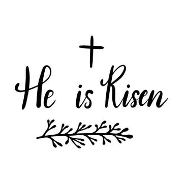 Easter holiday celebration. He Is Risen handwriting lettering design Stock Illustration
