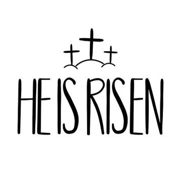 Easter holiday celebration. He Is Risen handwriting lettering design Stock Illustration
