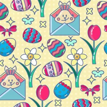 Easter. Holiday colorful background. Vector seamless pattern. 스톡 일러스트