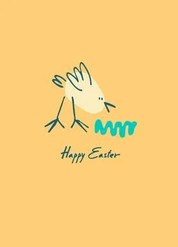 Easter holiday design with hand-lettered greetings,with chicken Stock-Illustration