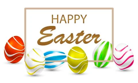 Easter holiday design with red painted eggs and golden letter Stock Illustration