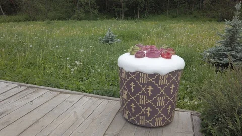 Easter holiday Easter. Easter cakes, holiday decorations. Stock Footage 113961294