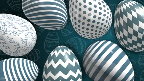 Easter holiday eggs with blue geometric patterns. Animated looped background. Stock Footage 236245760