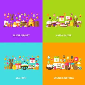 Easter Holiday Greeting Set Stock Illustration