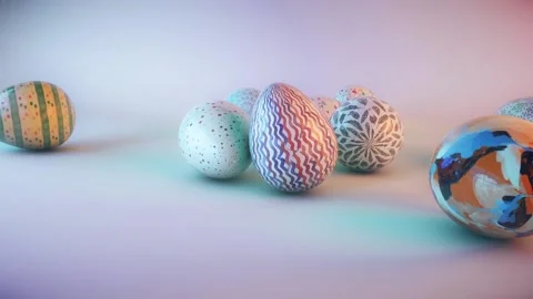 Easter holiday. Multi-colored painted eggs on the table. 動画素材 171599256