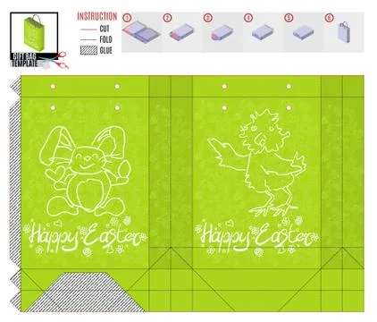 Easter holiday package template for print and cut Illustrazione stock