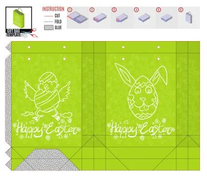 Easter holiday package template for print and cut Illustrazione stock