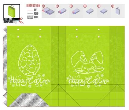 Easter holiday package template for print and cut Stock Illustration