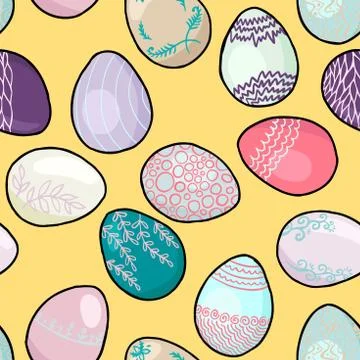 Easter holiday pattern with eggs. Vector seamless pattern 스톡 일러스트