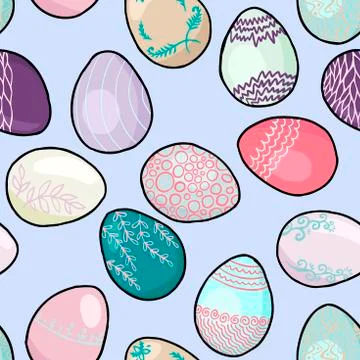 Easter holiday pattern with eggs. Vector seamless pattern Stock Illustration