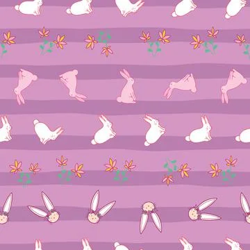 Easter holiday seamless pattern design on purple stripes Stock Illustration