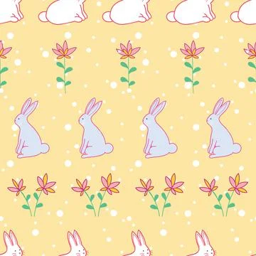 Easter holiday seamless pattern design on yellow background イラスト素材