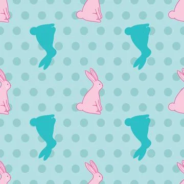 Easter holiday seamless pattern design on turquoise background with polka dot Stock Illustration