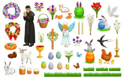 Easter holiday vector characters and symbols Stock Illustration