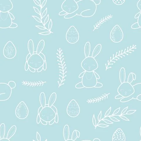 Easter holiday vector line seamless pattern illustration. 스톡 일러스트